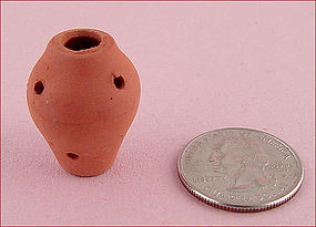 Vintage Hand Made Miniature Hen and Chicks Clay Pot for Doll Houses