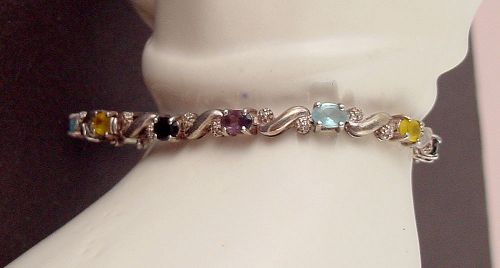 Gemstones and Diamond Accents Silver Bracelet