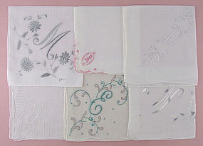 Choice of Vintage Monogram Handkerchiefs (Some Have Been Sold)