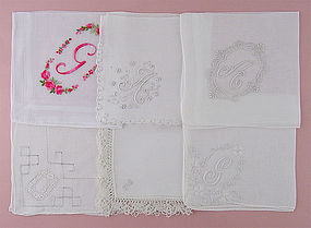 Choice of Vintage Monogram Handkerchiefs Hankies (some have been sold)