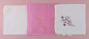 Choice Vintage Monogrammed Name Hankies for Rachel, Johanna, or Helen