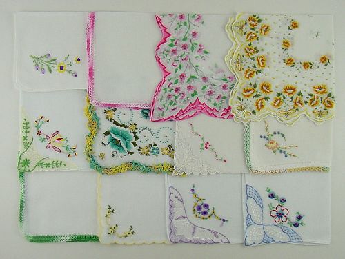 Vintage Hanky Lot One Dozen Hankies