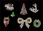 Lot of 7 Beautiful Christmas Pins