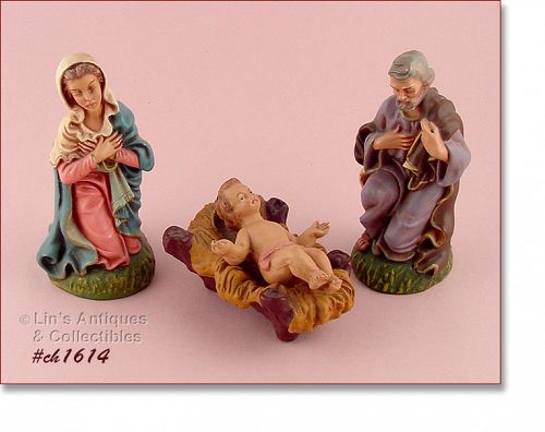 VINTAGE 3 PIECE NATIVITY HOLY FAMILY MADE IN ITALY