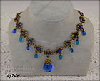 Vintage Blue Rhinestone Necklace