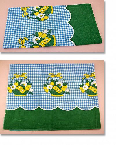 Vintage Feed Sack Gingham and Flower Baskets