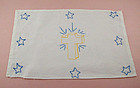 Vintage Free Hand Embroidered Cross and Stars Sampler