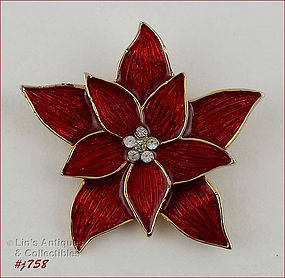 Signed Eisenberg Ice Red Poinsettia Pin