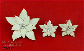 EISENBERG ICE POINSETTIA PIN AND PIERCED EARRINGS