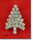 Signed Eisenberg Ice Clear Rhinestones Christmas Tree Pin