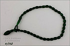 VINTAGE EMERALD GREEN GLASS BEAD SNAKE NECKLACE