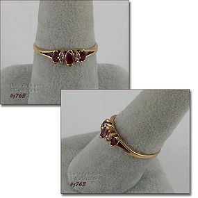 10k YELLOW GOLD RUBY AND DIAMOND RING SIZE 8 ¼