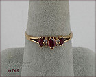 10k YELLOW GOLD RUBY AND DIAMOND RING SIZE 8 ¼