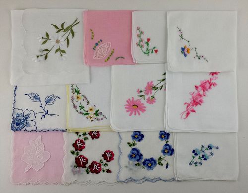 Vintage Hanky Lot One Dozen Hankies