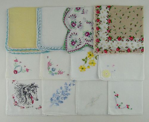 Vintage Hanky Lot of One Dozen Hankies