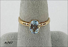 10K YELLOW GOLD AQUAMARINE AND DIAMOND ACCENTS RING SIZE 7