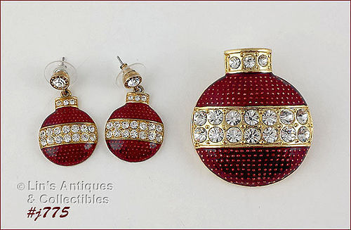 EISENBERG ICE – ORNAMENT SHAPED PIN AND PIERCED EARRINGS