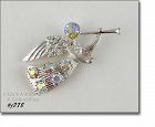 Eisenberg Ice Signed Trumpeting Angel Pin Silver Tone with Rhinestones