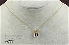 14KT YELLOW GOLD AQUAMARINE PENDANT AND CHAIN