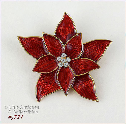 EISENBERG ICE – RED POINSETTIA SHAPED PIN