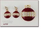 Eisenberg Ice Signed Red Christmas Ornament Pin and Earrings