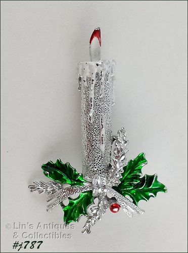 Signed Gerrys Vintage Christmas Candle Pin