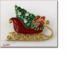 Signed Eisenberg Ice Sleigh Shaped Pin with a Tree and Wreath