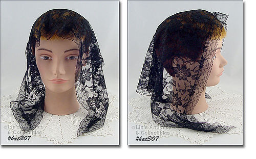 Vintage Black Lace Chapel Scarf