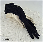 VINTAGE LONG BLACK GLOVES WITH RUCHING SIZE 6