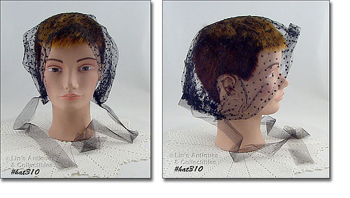 VINTAGE BLACK NETTING HAIR BONNET