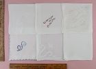 CHOICE OF VINTAGE MONOGRAM HANDKERCHIEFS MONOGRAMS W, M, E, V, and S