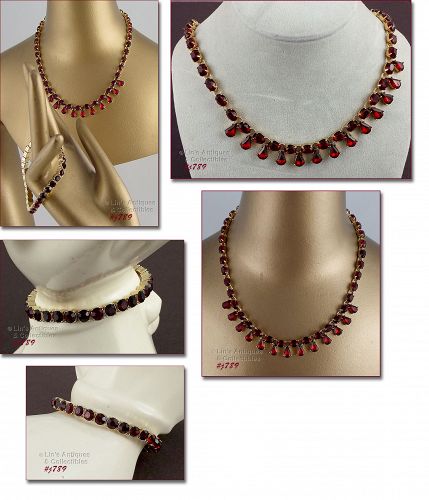 Avon Red Rhinestones Necklace and a Free Bracelet