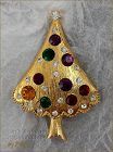Eisenberg Ice Signed Christmas Tree Pin Multi Color Rhinestones