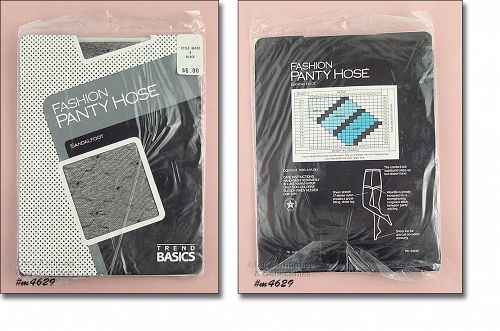 VINTAGE TREND BASICS PANTYHOSE BLACK WITH WOVEN DESIGN