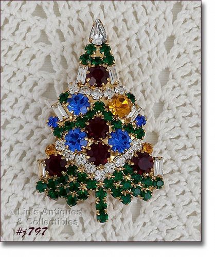 Signed Eisenberg Ice Candle Tree Pin Brooch