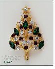 Signed Eisenberg Ice Christmas Tree Pin Red Green Clear Rhinestones