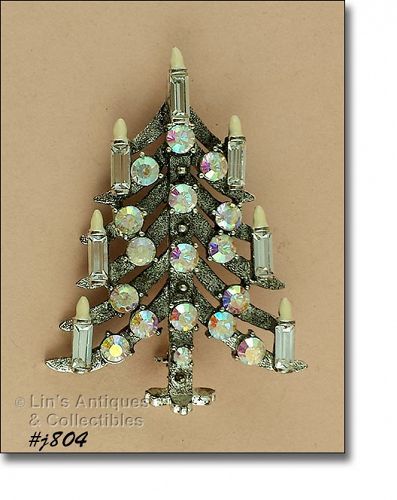 Eisenberg Ice Signed Candle Tree Christmas Tree Pin Enamel Flame Tips