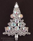 Eisenberg Ice Clear and Aurora Borealis Rhinestones Christmas Tree Pin