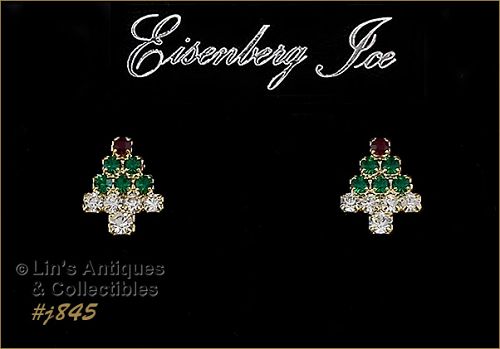 EISENBERG ICE SMALL CHRISTMAS TREE SHAPED PIERCED EARRINGS