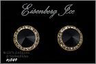 Eisenberg Ice Earrings Black and Clear Rhinestones