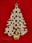 Eisenberg Ice Signed Christmas Glitter Tree Pin Purple Rhinestones