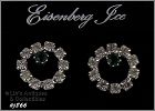 EISENBERG ICE CLEAR AND GREEN RHINESTONES PIERCED EARRINGS