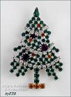 EISENBERG ICE – RHINESTONE CHRISTMAS TREE PIN WITH RHINESTONE GARLAND