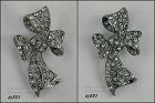 Eisenberg Ice Signed Clear Rhinestones Bow Pin Silver Tone