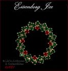 EISENBERG ICE HOLLY BERRY RHINESTONE CHRISTMAS WREATH SHAPED PIN