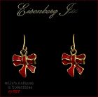 Eisenberg Ice Red Enamel Bow Earrings