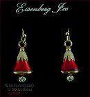 EISENBERG ICE SNOW CAPPED RED BELLS PIERCED EARRINGS