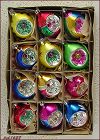 1 DOZEN VINTAGE GLASS REFLECTOR CHRISTMAS ORNAMENTS