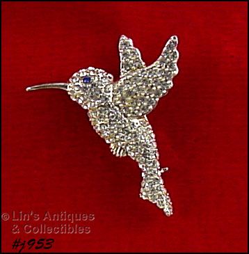 Eisenberg Ice Signed Rhinestone Hummingbird Pin