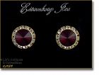 Eisenberg Ice Halo Style Earrings Red and Clear Rhinestones